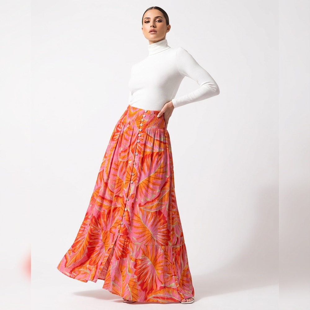 Cynthia Rowley Tropical Pink Maxi Skirt